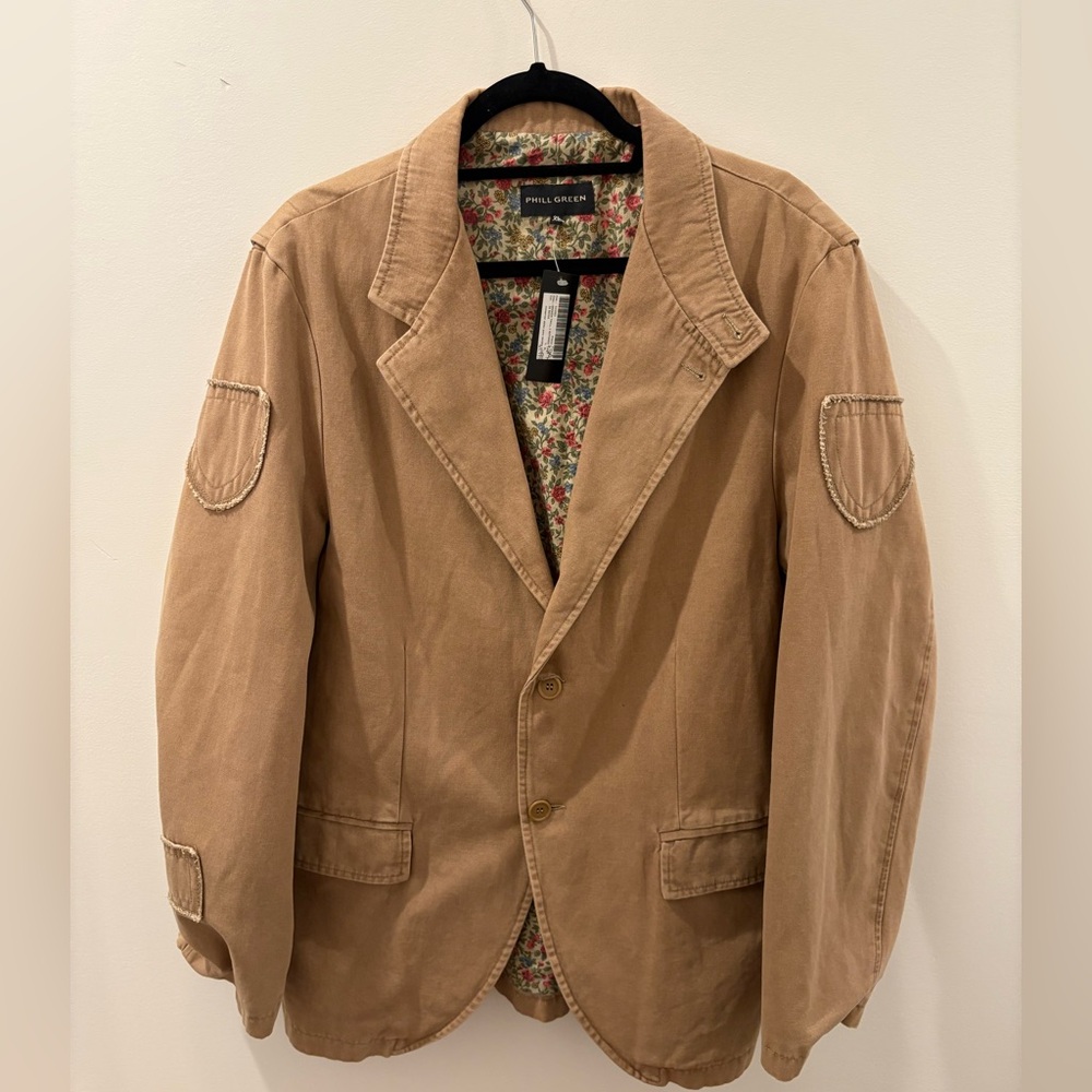 Phill Green XL Corduroy Blazer Jacket with Floral Lining- Brand new w Tags